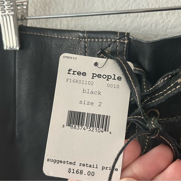 NWT Free People Join Hands Leather Skirt in Black - Picture 4 of 7